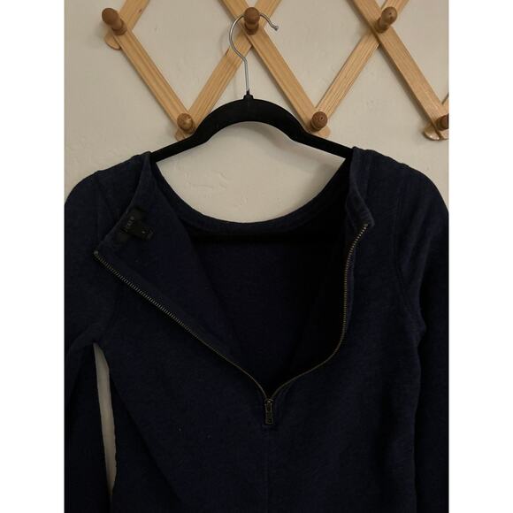 J.Crew Sweatshirt Women's Small Navy Long Sleeve Fleece Pullover Round Neck - Picture 6 of 9